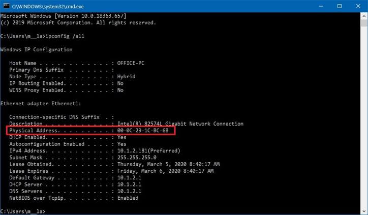 How to find your PC's MAC address