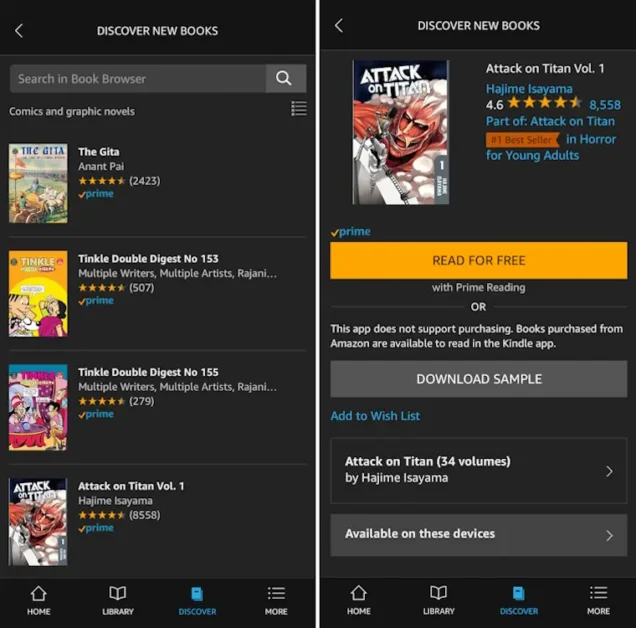 Amazon Kindle (formerly Comics & Manga by Comixology)