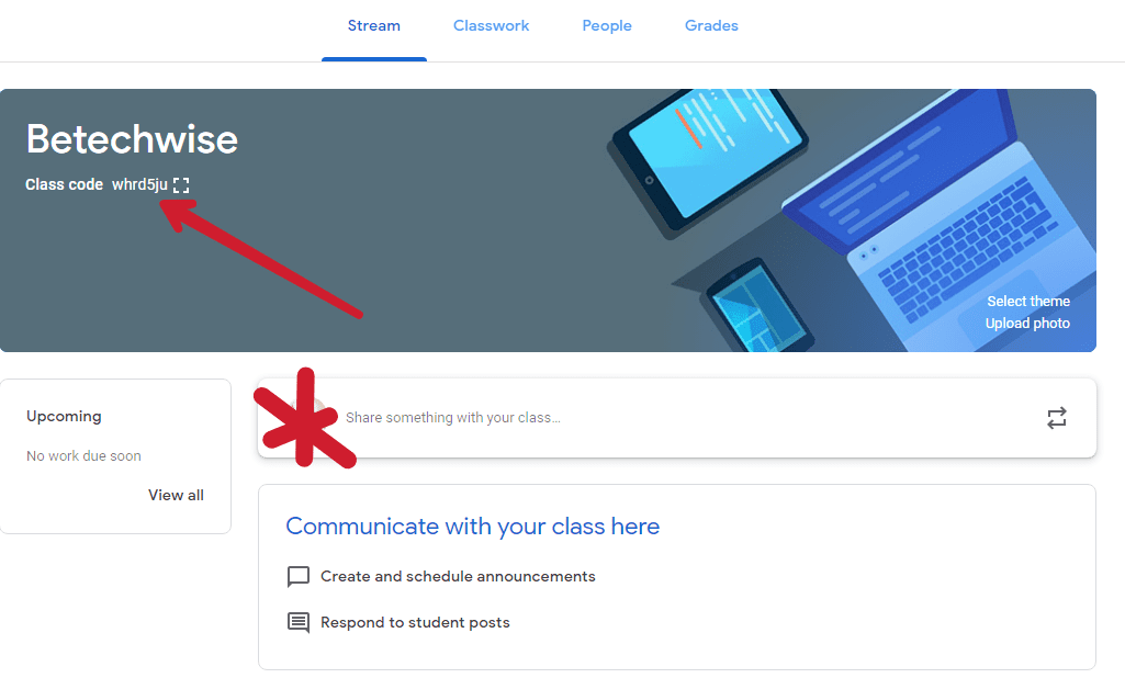 share google classroom code