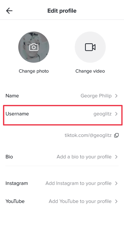 Change your TikTok username