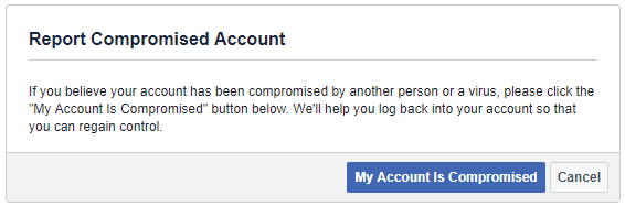 Report compromised facebook account