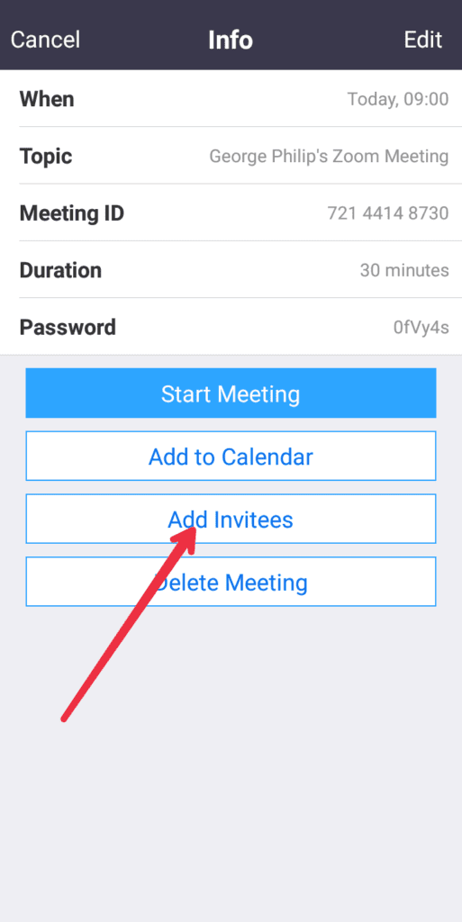 Add guests to a zoom Meeting