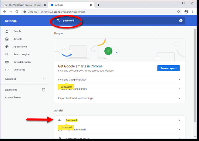 Google chrome saved passwords