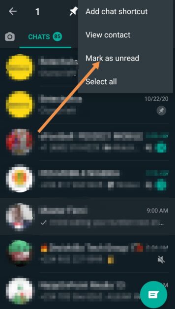 mark text message as unread android