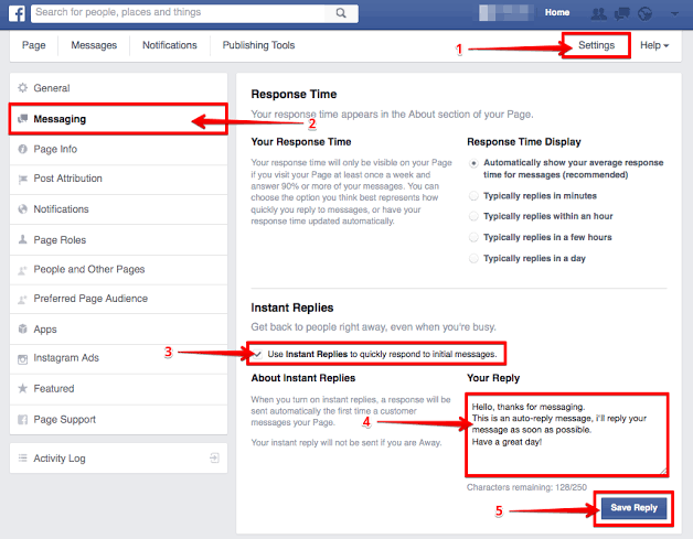 turn on instant responses on your FB Page
