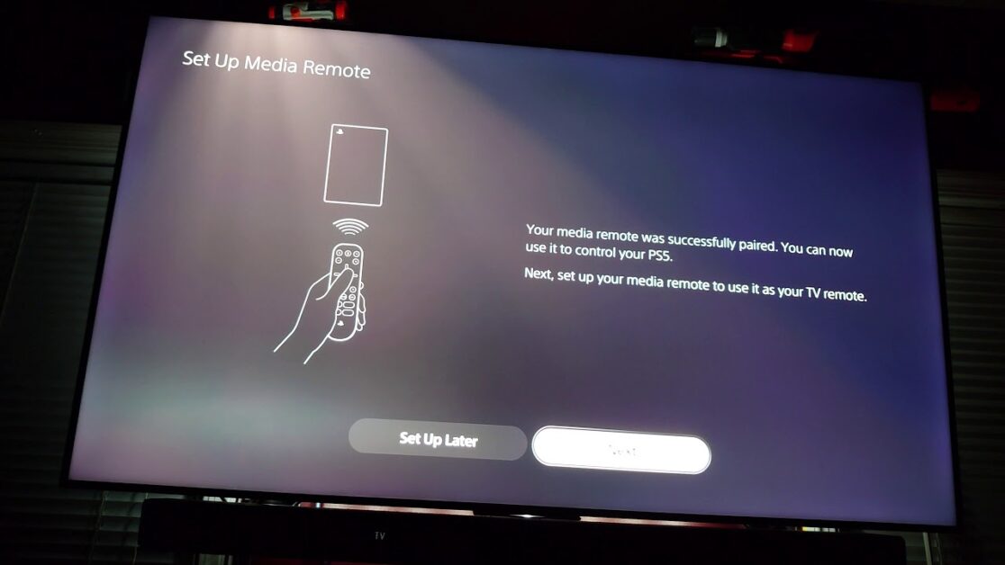 Remote control successfully paired on PS5 and TV