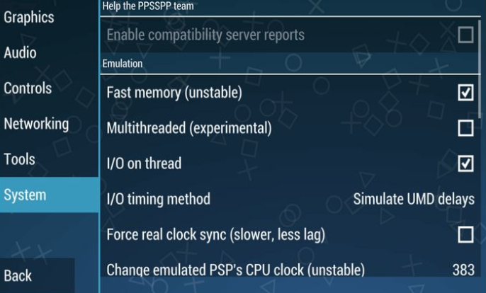 Best system settings for PPSSPP
