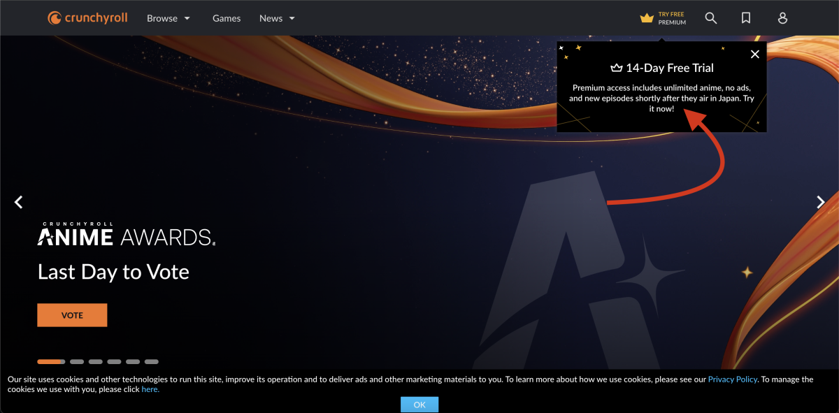 crunchyroll 14 days free trial