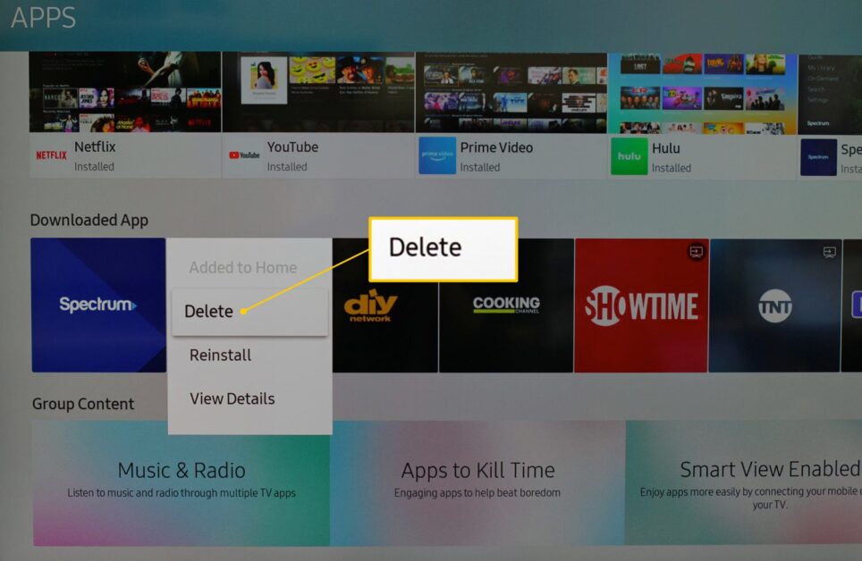 uninstall apps on a Smart TV