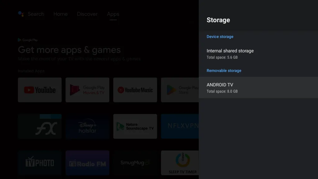 internal storage of your Smart TV