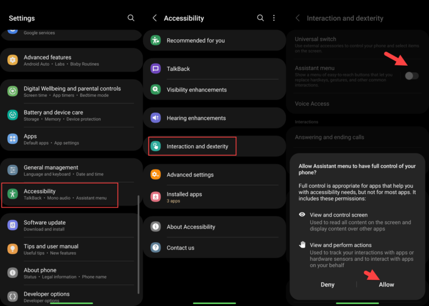 Use Assistant Menu to Power On/Off the Galaxy Phones