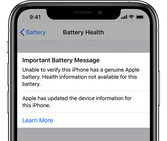 unable to verify this iPhone has genuine Apple battery