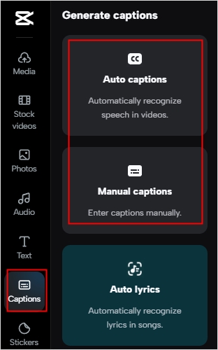 How to manually include subtitles in CapCut