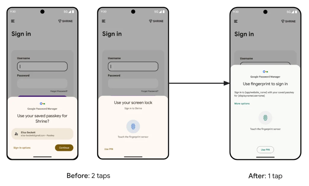 User will be able to access passkey with just one step (Image: Reproduction/Android Developers Blog)