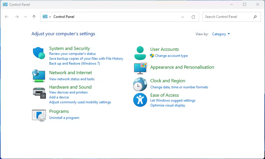 Control Panel has remained virtually unchanged since Windows 7