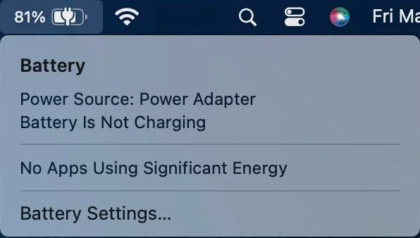 Battery status “Not Charging”