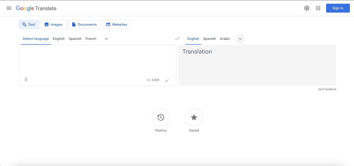 Accessing the “Documents” tab in Google Translate (Image: Reproduction/Google Translate)